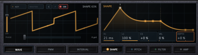 Oscillator and SHAPE envelope