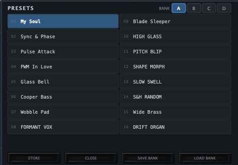 WAVEMASTER preset bank management